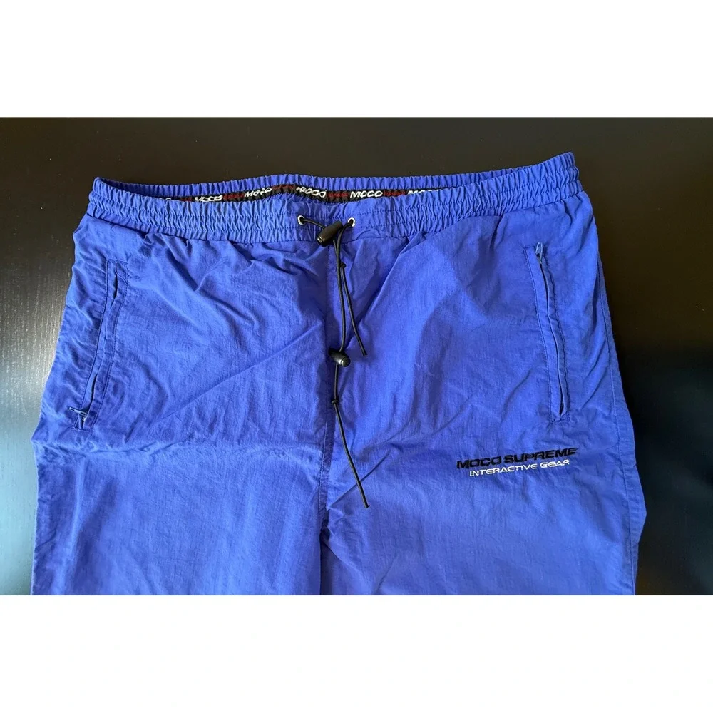 Moco Supreme Vintage Nylon Track Pants Mens XL Blue Windbreaker Joggers